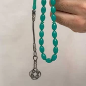 Gümüş Kazaz Püsküllü Sıkma Kehribar Tesbih - 4