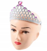 Fuşya Kalpli Gümüş Renk Kraliçe Tacı Prenses Tacı thumbnail 2