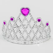 Fuşya Kalpli Gümüş Renk Kraliçe Tacı Prenses Tacı thumbnail 1