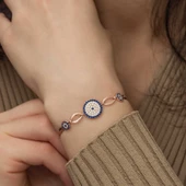 925 Ayar Gümüş Rose Nazar Boncuklu Bileklik - 2