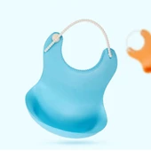 Çocuk Bebek Mama Önlüğü Dökülme Engelleyici Bükülebilir Mavi (4549) thumbnail 4