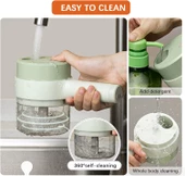 4 in 1 Usb Şarjlı Gıda Doğrayıcı Kablosuz Sebze Kesici Seti Sebze Doğrayıcı (4549) thumbnail 3