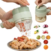 4 in 1 Usb Şarjlı Gıda Doğrayıcı Kablosuz Sebze Kesici Seti Sebze Doğrayıcı (4549) thumbnail 1