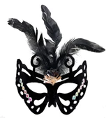 Siyah Renk Siyah Süet Kaplama Tüylü Kelebek Figür Parti Maskesi 24x18 cm thumbnail 1