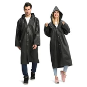 3 ADET 1.KALİTE SİYAH YAĞMURLUK  ŞAPKALI ÇITÇITLI YAĞMURLUK OUTDOOR YAĞMURLUK VIP UNISEX RAIN COAT - 1