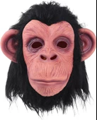 Siyah Saçlı Kafaya Tam Geçmeli Lateks Şempanze Maskesi Maymun Orangutan Goril Maske thumbnail 2