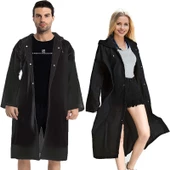 50 ADET VIP UNISEX RAIN COAT OUTDOOR YAĞMURLUK 1.KALİTE ŞAPKALI ÇITÇITLI YAĞMURLUK SİYAH YAĞMURLUK - 1