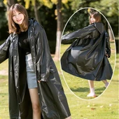 3 ADET 1.KALİTE SİYAH YAĞMURLUK  ŞAPKALI ÇITÇITLI YAĞMURLUK OUTDOOR YAĞMURLUK VIP UNISEX RAIN COAT - 2