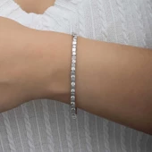 Gümüş Beyaz Taşlı Su Yolu Kadın Bileklik thumbnail 4