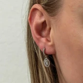 Gümüş Oval Taşlı Sallantılı Küpe thumbnail 5