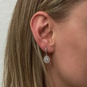 Gümüş Oval Taşlı Sallantılı Küpe thumbnail 2