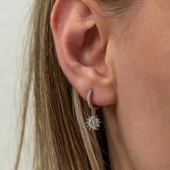 Gümüş Sallantılı Güneş Kadın Küpe - 4