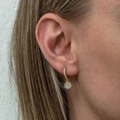 Gümüş Gold Sallantılı Güneş Kadın Küpe - 3