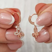 Gümüş Sallantılı Rose Kelebek Kadın Küpe - 1