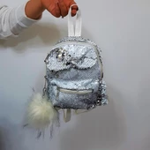Fiyra crn Beyaz Pullu Kız Çocuk Sırt Çantası (16cmx20cmx10cm) - 6