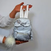 Fiyra crn Beyaz Pullu Kız Çocuk Sırt Çantası (16cmx20cmx10cm) - 1
