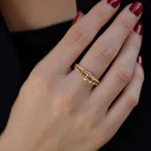 14 Ayar Altın İki Sıra Dorika Yüzük thumbnail 2