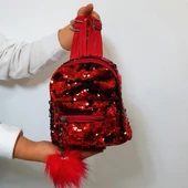 Fiyra crn Kırmızı Pullu Kız Çocuk Sırt Çantası (16cmx20cmx10cm) - 1