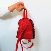Fiyra crn Kırmızı Pullu Kız Çocuk Sırt Çantası (16cmx20cmx10cm) - 4