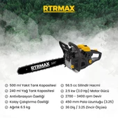 RTRMAX RTM960 BENZİNLİ AĞAÇ MOTORU 56,5 CC 45CM PALA - 2