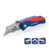 Workpro Wp211006 Ağır Hizmet Paslanmaz Çelik Gövde Katlanır Rötuş Maket Bıçağı + 6 Adet Yedek Bıçak - 1
