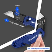 WORKPRO WP211008 Profesyonel Katlanır Çok Amaçlı Rötuş Maket Bıçağı + 10 Adet Yedek Bıçak - 9