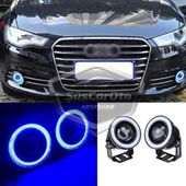 Ford Focus 2 2004-2008 Uyumlu Üniversal Mercekli Angel Sis Farı Metal Su Geçirmez 76 mm Buz Mavi Halkalı Gündüz Farı Angel Eyes 2 Adet - 10