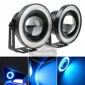 Ford Focus 2 2004-2008 Uyumlu Üniversal Mercekli Angel Sis Farı Metal Su Geçirmez 76 mm Buz Mavi Halkalı Gündüz Farı Angel Eyes 2 Adet - 2