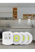 3 Watt Uzaktan Kumandalı Yapışkanlı Kablosuz Pilli Led 3'lü Spot Led Lamba - 1