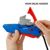 WORKPRO WP213010 Kemer Askı Kancalı Otomatik Geri Çekilebilir Mandallı Rötuş Maket Bıçağı + 3 Adet Yedek Bıçak - 6
