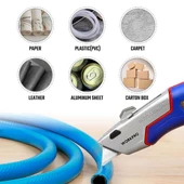 WORKPRO WP213012 Ağır Hizmet Alüminyum Gövde Geri Çekilebilir Rötuş Maket Bıçağı + 4 Adet Yedek Bıçak - 8
