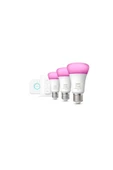 Philips Huewca 9-75W E27 Renkli Akıllı Ampul 3'Lü Başlangıç Seti (Kumandalı) - 1