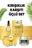 3'lü Kırışıklık Karşıtı Set - Kırışıklık Kremi, Botoks Etkili - 24k Altın Parçacıklı Serum ve Sabun - 1
