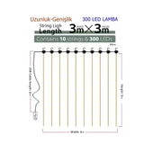 8 Fonksiyonlu Peri Perde Led Uzaktan Kumandalı Günışığı Perde Peri Led (3 mt x 3 mt) - 3