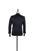 Koyu Lacivert Armürlü Mono Yaka Astarlı Yelekli 6 Drop Slim Fit Smokin Damatlık 1001220201 thumbnail 2