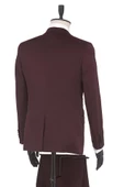 Bordo Armürlü Mono Yaka Astarlı Yelekli 6 Drop Slim Fit Smokin Damatlık 1001190164 thumbnail 5