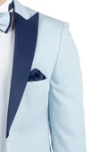 Koyu Mavi Saten Kırlangıç Yaka Astarlı 6 Drop Slim Fit Dar Kesim Smokin Damatlık 1001190163 - 4