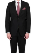 Siyah Gabardin Mono Yaka Astarlı 6 Drop Comfort Fit Rahat Kesim Takım Elbise 1001195010 - 1