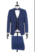 Lacivert Gabardin Mono Yaka Astarlı Yelekli 6 Drop Slim Fit Dar Kesim Smokin Damatlık 1001190166 thumbnail 1