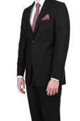 Siyah Gabardin Mono Yaka Astarlı 6 Drop Comfort Fit Rahat Kesim Takım Elbise 1001195010 - 2
