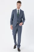 Lacivert Desenli Mono Yaka 6 Drop Comfort Fit Rahat Kesim Klasik Takım Elbise 1001235163 - 5