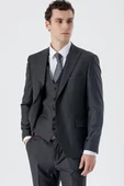 Koyu Antrasit Kırlangıç Yaka Yelekli 6 Drop Slim Fit Dar Kesim Klasik Takım Elbise 1001235166 thumbnail 1