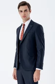 Lacivert Mono Yaka Astarlı Yelekli 6 Drop Slim Fit Dar Kesim Basic Takım Elbise 1001235186 - 1