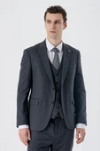Lacivert Kırlangıç Yaka Yelekli 6 Drop Slim Fit Dar Kesim Klasik Takım Elbise 1001235168 - 1