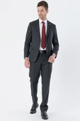 Lacivert Mono Yaka Astarlı Yelekli 6 Drop Slim Fit Dar Kesim Basic Takım Elbise 1001235186 - 2