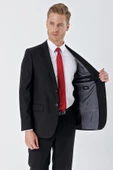 Siyah Gabardin Mono Yaka 8 Drop Slim Fit Dar Kesim Basic Takım Elbise 1001240006 thumbnail 4