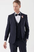 Koyu Lacivert Çıkarılabilir Mono Yaka Yelekli 6 Drop Slim Fit Smokin Damatlık Takım 1001230202 thumbnail 1