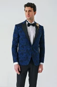 Koyu Lacivert Çıkarılabilir Kırlangıç Yaka Likralı 6 Drop Slim Fit Smokin Damatlık 1001240204 - 1
