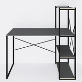 Eportatif Kitaplıklı Çalışma Masası Bilgisayar Ofis Masası Füme 1423 - 6