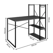 Eportatif Kitaplıklı Çalışma Masası Bilgisayar Ofis Masası Füme 1423 - 7